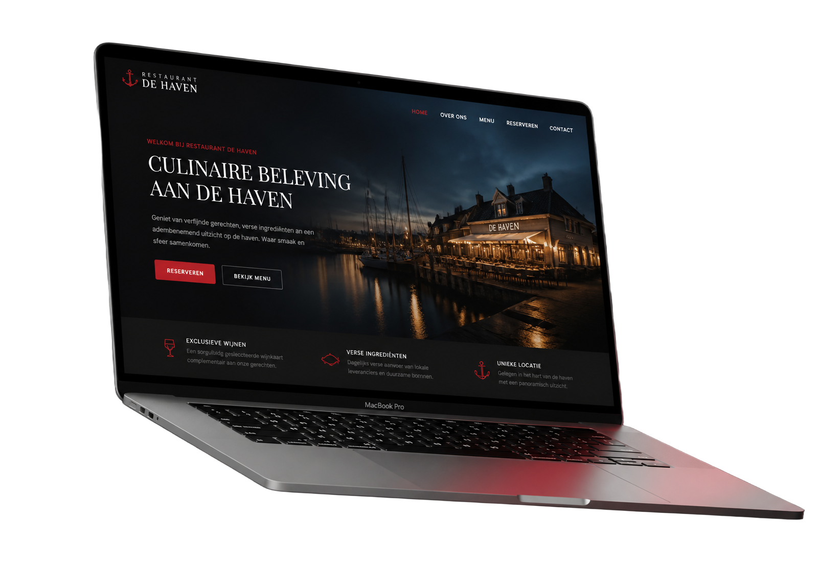 Voorbeeld van een website die Pagina Smid heeft ontworpen, getoond op een MacBook